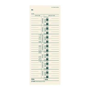 tops time cards, weekly, 1-sided, 3-1/2″ x 9″, manila, green print, 500-count (1259)