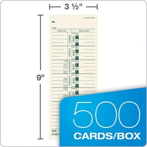 TOPS Time Cards, Weekly, 1-Sided, 3-1/2" x 9", Manila, Green Print, 500-Count (1259)