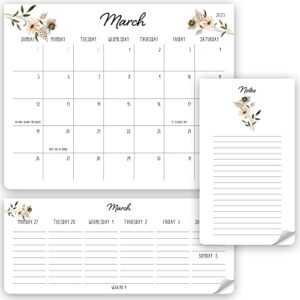 beautiful 2023 magnetic fridge calendar set 3 – runs until july 2024 – the perfect weekly/monthly calendar and notepad with floral designs for easy organizing