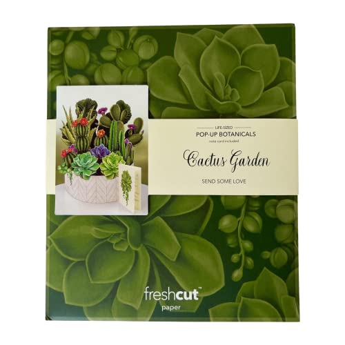 Freshcut Paper Pop Up Cards, Cactus Garden, 12 inch Life Sized Forever Flower Bouquet 3D Popup Greeting Cards with Blank Note Card and Envelope