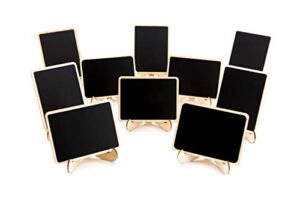 10 pack mini chalkboards signs with easel stand, small rectangle chalkboards blackboard, wood place cards for weddings, birthday parties, message board signs and event decoration