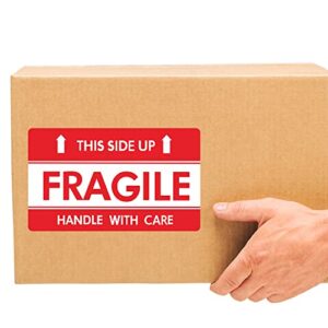 Hybsk 3x5 inch Handle with Care This Side Up Fragile Stickers Adhesive Label 100 Per Roll (3x5 inch)