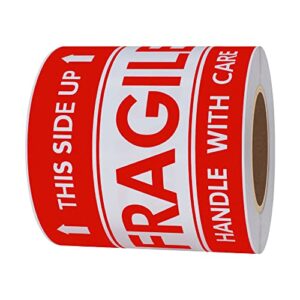 Hybsk 3x5 inch Handle with Care This Side Up Fragile Stickers Adhesive Label 100 Per Roll (3x5 inch)