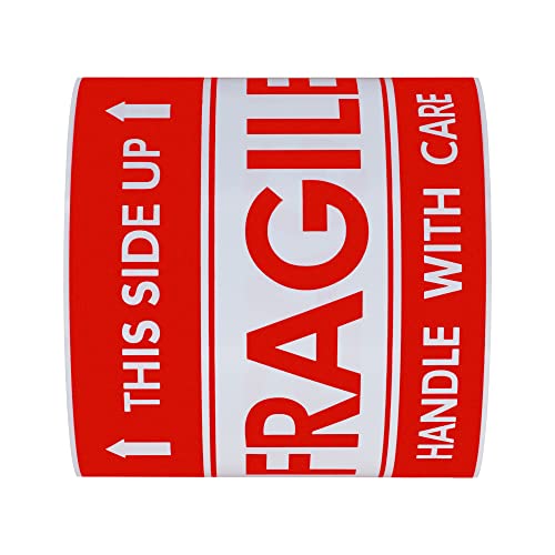 Hybsk 3x5 inch Handle with Care This Side Up Fragile Stickers Adhesive Label 100 Per Roll (3x5 inch)