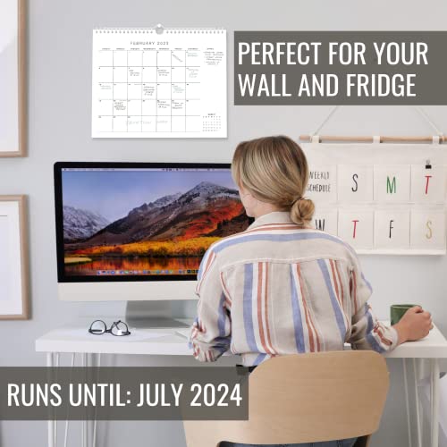 Simplified 2023 Wall Calendar - Runs Until July 2024 – Minimalistic Monthly Calendar for Easy Planning On Your Fridge Or In the Office - 14.5"x11.5"