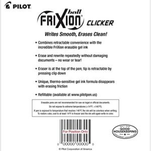 Pilot Frixion Erasable Pens - 6 Pack of Black Ink Pens + 4 Bonus Refills - Frixion Clicker Erasable Pens Retractable Gel Ink Pen - Fine Point 0.7 mm Used for Rocketbook & Notebook