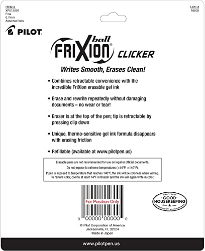 Pilot Frixion Erasable Pens - 6 Pack of Black Ink Pens + 4 Bonus Refills - Frixion Clicker Erasable Pens Retractable Gel Ink Pen - Fine Point 0.7 mm Used for Rocketbook & Notebook