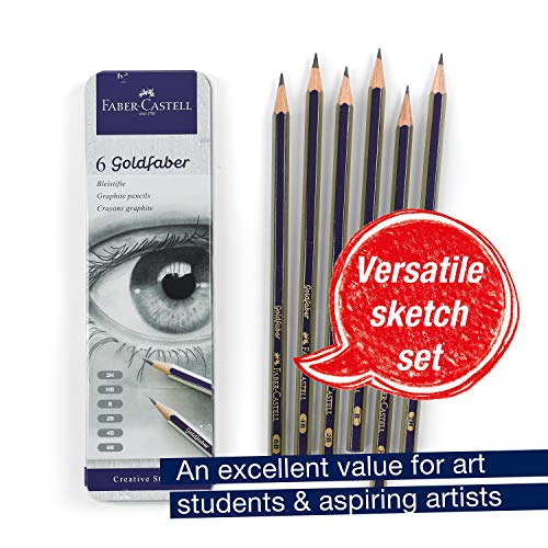 Faber-Castell Graphite Sketch Pencil Set - 6 Graphite Pencils (2H, HB, B, 2B, 4B, 6B), Drawing Pencils and Sketching Supplies