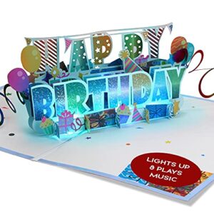 light & music happy birthday pop up card – plays hit song ‘happy’, happy birthday card for him or her, birthday cards for men, birthday card for wife or husband, birthday greeting cards, 1 pop up card