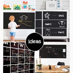 Extra Large Chalkboard Contact Paper 9 Feet roll (108 inches) + (5) Color Chalk Included - by Simple Shapes