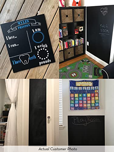 Extra Large Chalkboard Contact Paper 9 Feet roll (108 inches) + (5) Color Chalk Included - by Simple Shapes