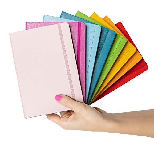 PAPERAGE Lined Journal Notebooks, 3 Pack, (Yellow, Blush & Turquoise), 160 Pages, Medium 5.7 inches x 8 inches - 100 GSM Thick Paper, Hardcover