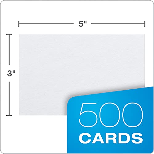 Oxford Index Cards, 500 Pack, 3x5 Index Cards, Blank on Both Sides, White, 5 Packs of 100 Shrink Wrapped Cards (40175)