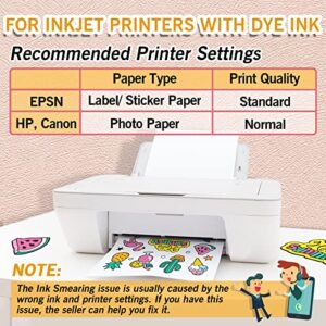 Koala Printable Glossy Sticker Label Paper 120 Sheets 8.5x11 Inches Full Sheet for Inkjet Printer