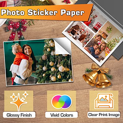 Koala Printable Glossy Sticker Label Paper 120 Sheets 8.5x11 Inches Full Sheet for Inkjet Printer