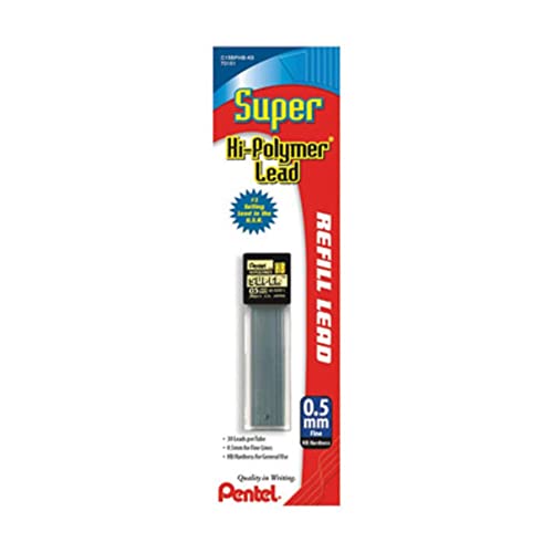 Pentel® Hi-Polymer Lead Refills, 0.5 mm, HB Hardness, Tube Of 30 Refills