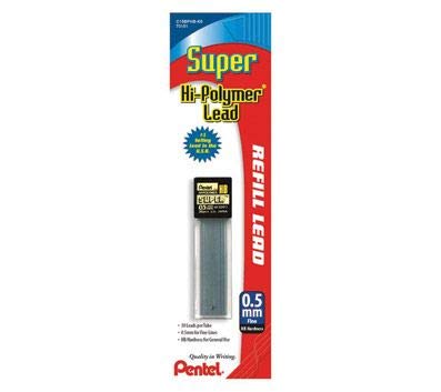 Pentel® Hi-Polymer Lead Refills, 0.5 mm, HB Hardness, Tube Of 30 Refills