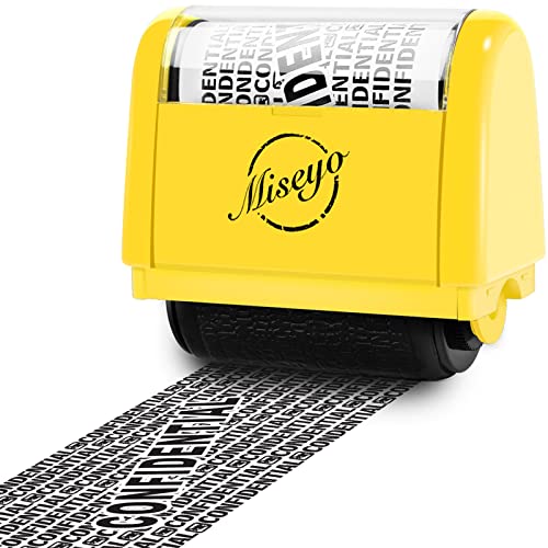 Miseyo Wide Roller Stamp Identity Theft Stamp 1.5 Inch Perfect for Privacy Protection - Yellow