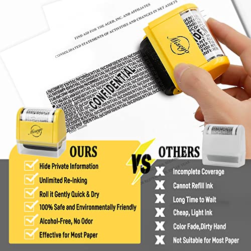 Miseyo Wide Roller Stamp Identity Theft Stamp 1.5 Inch Perfect for Privacy Protection - Yellow