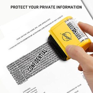 Miseyo Wide Roller Stamp Identity Theft Stamp 1.5 Inch Perfect for Privacy Protection - Yellow