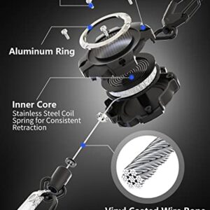 LIUGX 2 Pack Retractable Keychain, Heavy Duty Carabiner Key Chains, 10,000+ Rebound, Impact Resistance ID Badge Reels with 31.5” Wire Rope and Key Ring, Up to 8oz, Aluminum Ring, Carbon Fiber-Texture