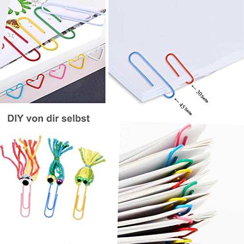 Vinaco Paper Clips Colorful, 400PCS Medium and Jumbo（1.3 inch & 2 inch）Paper Clips, Durable and Rustproof, Coated Large Paper Clips Great for Office School Document Organizing (Multicolored)