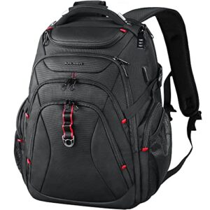 kroser travel laptop backpack 17.3 inch xl computer backpack with hard shell saferoom rfid pockets water-repellent business college daypack stylish school laptop bag for men/women-black