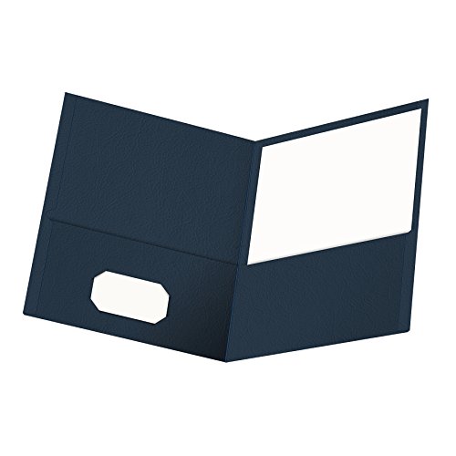 Oxford Twin-Pocket Folders, Textured Paper, Letter Size, Dark Blue, Holds 100 Sheets, Box of 25 (57538EE)