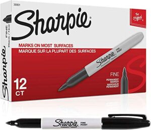 sharpie san-30001 fine point permanent markers, black; 12/pk