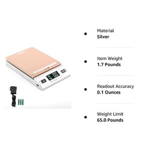 Acteck A-CK65GS 65LBx0.1OZ Digital Shipping Postal Scale with Batteries and AC Adapter, Gold Silver