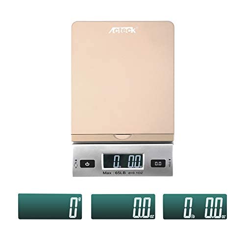 Acteck A-CK65GS 65LBx0.1OZ Digital Shipping Postal Scale with Batteries and AC Adapter, Gold Silver