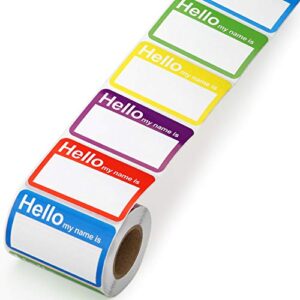 methdic 5 colors (hello my name is) name tags stickers 400 labels for office, meeting, school, teachers and mailing