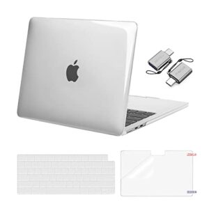 mosiso compatible with macbook air 13.6 inch case 2022 2023 release a2681 m2 chip liquid retina display touch id, plastic hard case&keyboard skin&screen protector&type c adapter 2 pack, crystal clear