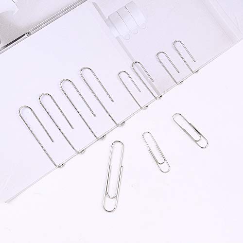 700 Paper Clips,Medium and Jumbo Size,Paperclips for Office School and Personal Use(28 mm,33mm,50 mm) (Silver)