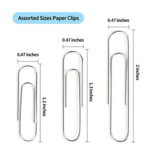 700 Paper Clips,Medium and Jumbo Size,Paperclips for Office School and Personal Use(28 mm,33mm,50 mm) (Silver)