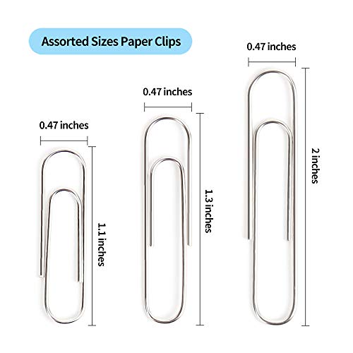 700 Paper Clips,Medium and Jumbo Size,Paperclips for Office School and Personal Use(28 mm,33mm,50 mm) (Silver)