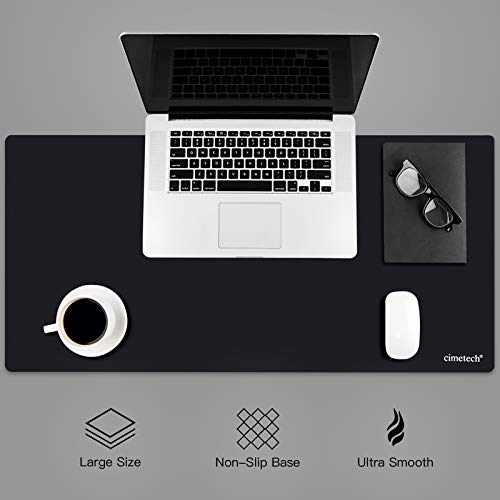 cimetech Gaming Mouse Pad XXL Comfortable Superfine Fiber Desktop Extended Large Mouse Pad Waterproof Keyboard Mat with Non-Slip Base, Smooth Surface for Computer and Desk (25.3✖12.4✖0.04inches)-Black