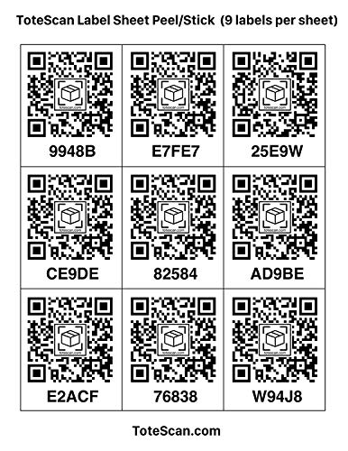 ToteScan Intelligent QR Labels for organizing & Storage (45 Unique Labels, 2.5"x3")