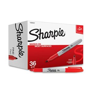 sharpie permanent markers, fine point, red, 36 count