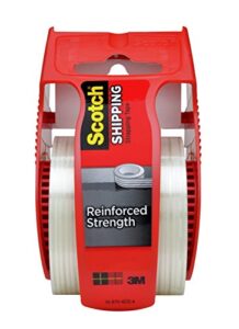scotch reinforced strength shipping strapping tape with dispenser, clear, 1.88″x 360 in, 1 dispenser/pack, pack of 1