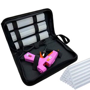 liumai hot glue gun kit with 30pcs glue sticks, mini hot melt glue gun with carrying case for crafts, school diy arts, and home repair (30watts, pink)