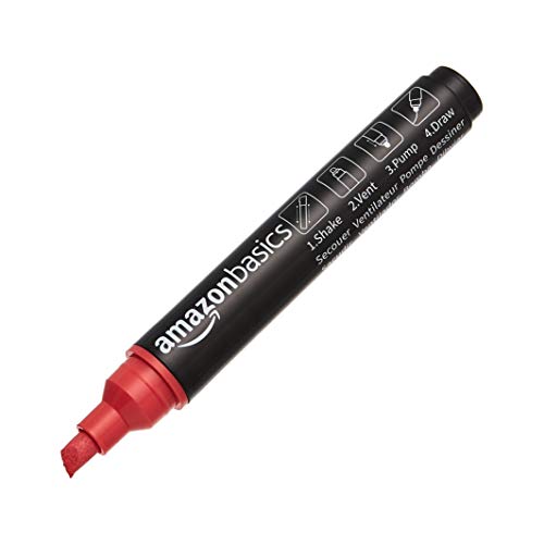 Amazon Basics Bullet/Chisel Reversible Tip Chalk Markers, Bright Colors, Bold Point