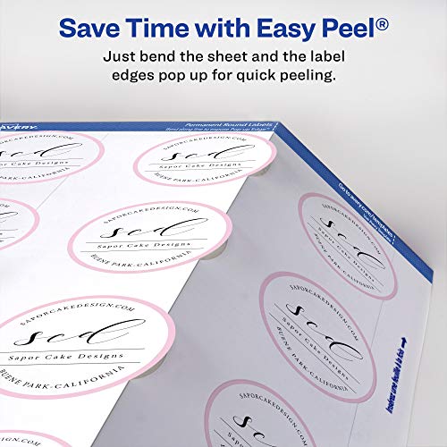 Avery Printable Waterproof Round Labels with Sure Feed, 2.5" Diameter, White, 72 Customizable Labels (22856)