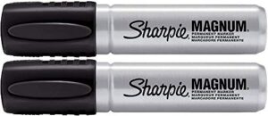 sharpie 44001 oversized chisel tip extra wide magnum permanent marker (2 pack), black, sturdy extra-wide felt chisel tip, quick-drying ink is fade-and water-resistant