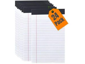1intheoffice jr legal pads,small legal notepads, 5″ x 8″, narrow ruled note pad, white, 50 sheets/pad, 24 pads/pack