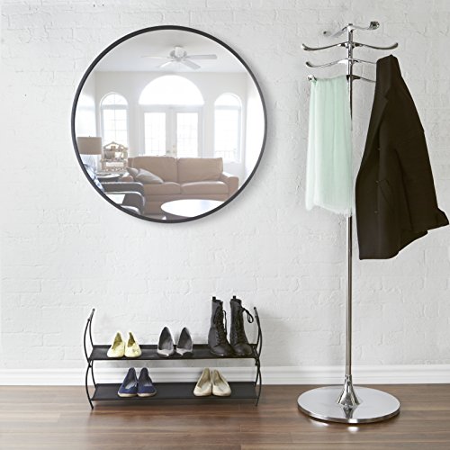 Umbra Hub 37” Round Wall Mirror with Rubber Frame, Modern Decor for Entryways, Washrooms, Living Rooms Inch, Black