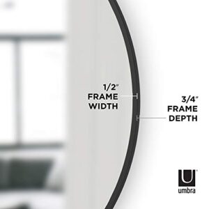 Umbra Hub 37” Round Wall Mirror with Rubber Frame, Modern Decor for Entryways, Washrooms, Living Rooms Inch, Black