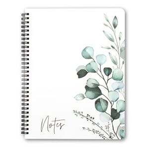 zicoto aesthetic spiral notebook journal for women – cute greenery 10.5″ x 8.5″ college ruled notebook with large pockets, lined pages and hardcover – perfect to stay organized at work or school