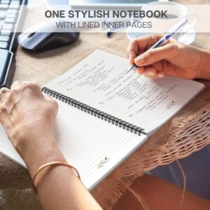 ZICOTO Aesthetic Spiral Notebook Journal For Women - Cute Greenery 10.5" x 8.5" College Ruled Notebook With Large Pockets, Lined Pages and Hardcover - Perfect to Stay Organized at Work or School