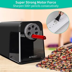 Electric Pencil Sharpener Heavy Duty, 6 Holes, Auto Stop AFMAT Pencil Sharpeners for School, Classroom Electric Sharpener for 6-10.2mm Pencils, 7000 Sharpening Times, Do not Eat up Colored Pencils